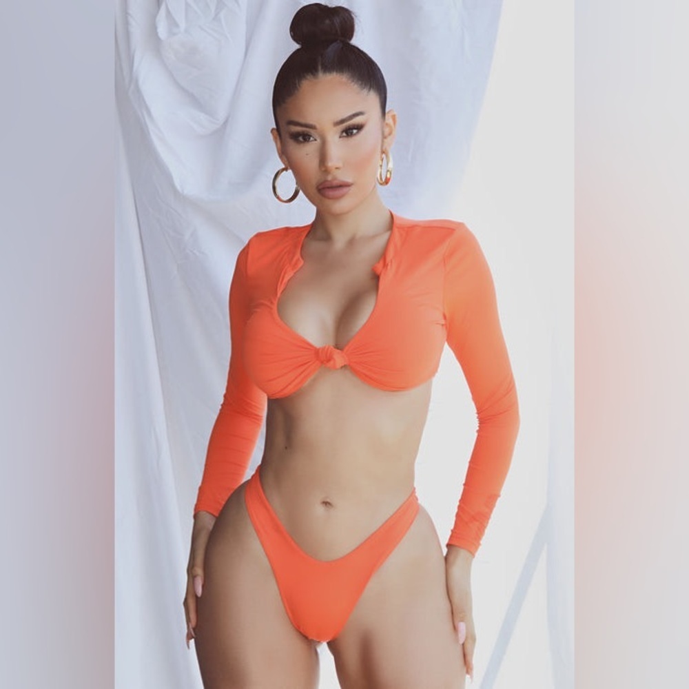 Fashion Nova Orange Bikini Set Classic Two-Piece